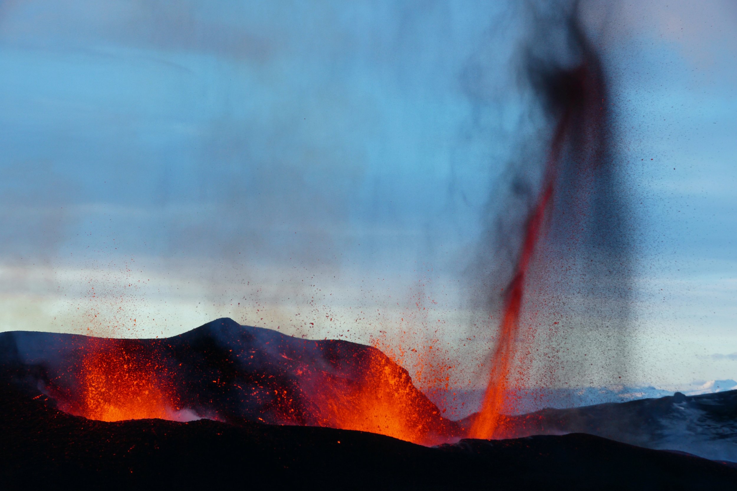 volcano erupting
